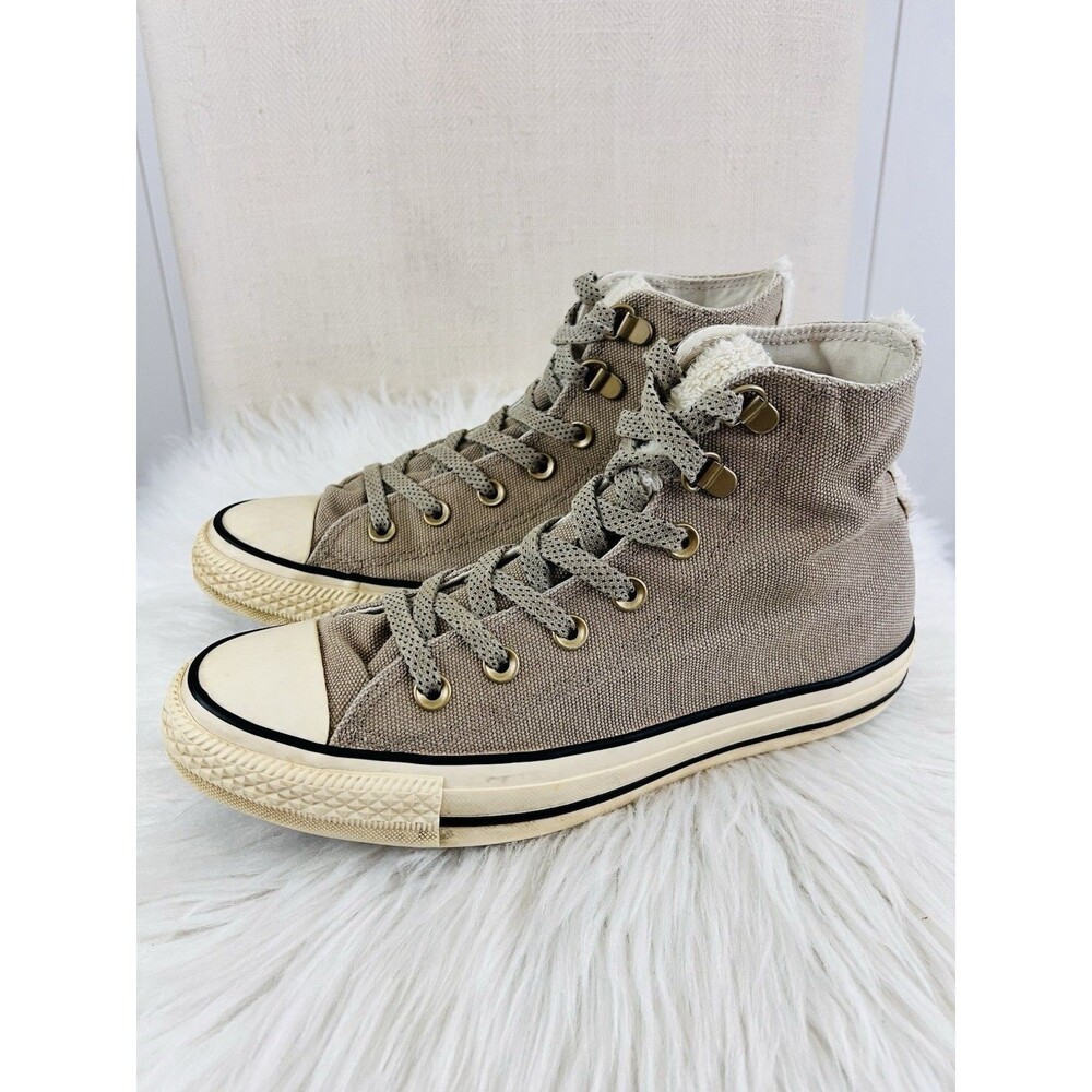 Converse Chuck Taylor Gray All Star High Top Faux Fur Tongue Sneakers Womens 8